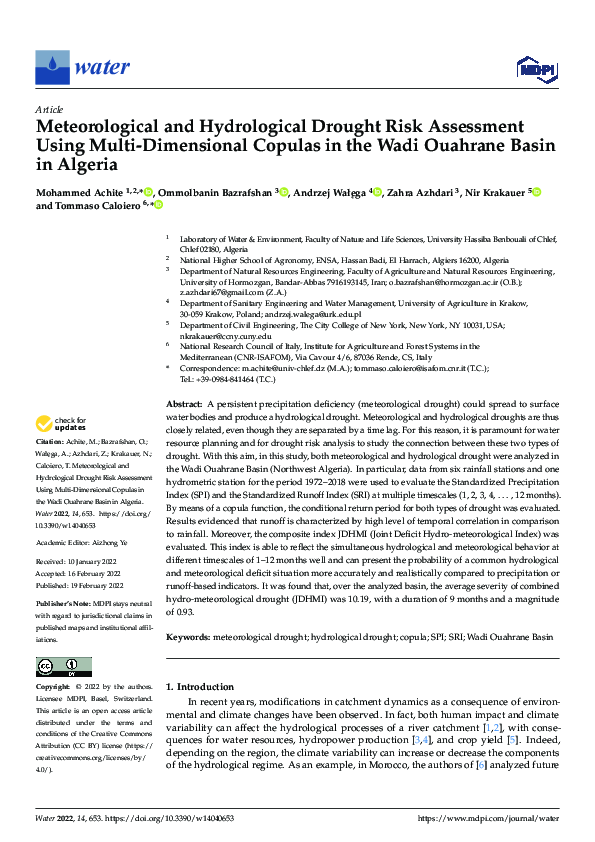 (PDF) Meteorological and Hydrological Drought Risk Assessment Using ...