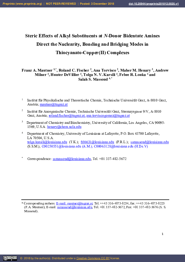 (PDF) Steric Effects of Alkyl Substituents at N -Donor Bidentate Amines ...