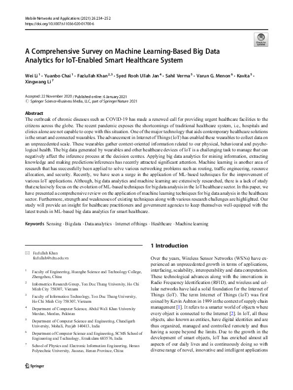 (PDF) A Comprehensive Survey on Machine Learning-Based Big Data ...
