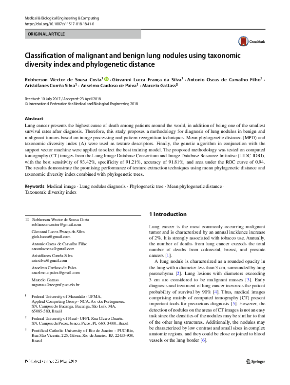 (PDF) Classification of malignant and benign lung nodules using ...