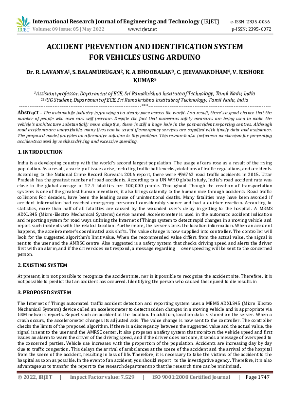 (PDF) Vehicle Accident Prevention and Reporting System using Arduino Circuit Diagram