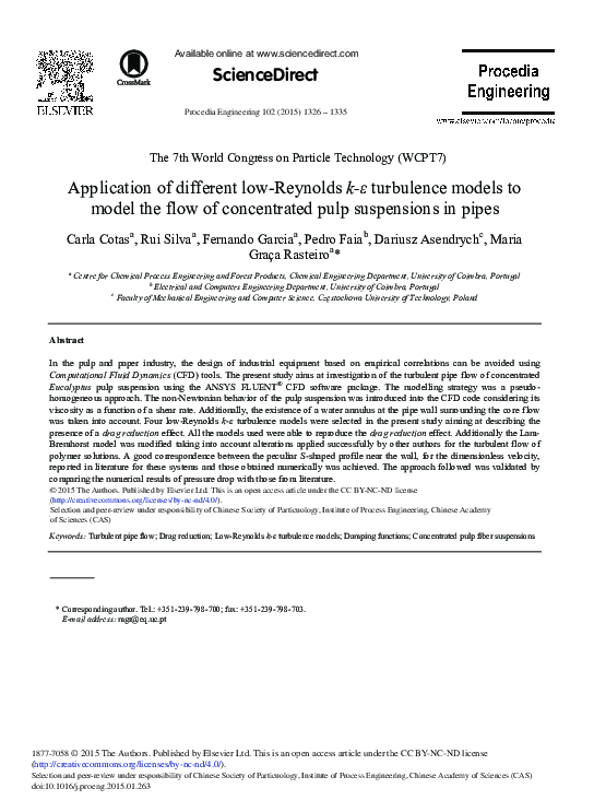 (PDF) Application of Different Low-Reynolds k-ɛ Turbulence Models to ...
