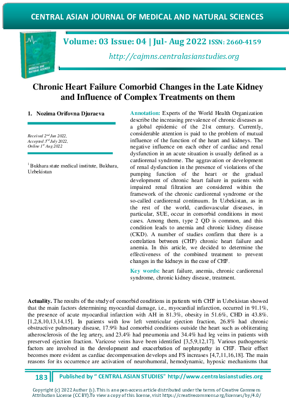 (PDF) Chronic Heart Failure Comorbid Changes in the Late Kidney and ...