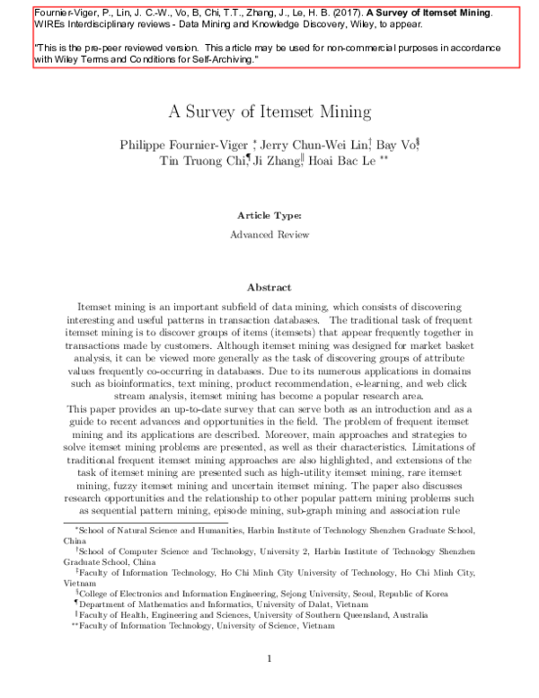 (PDF) A survey of itemset mining
