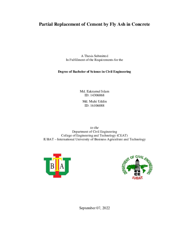(PDF) Partial Replacement of Cement by Fly Ash in Concrete