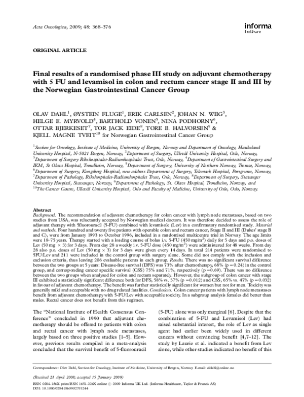 (PDF) Final results of a randomised phase III study on adjuvant ...