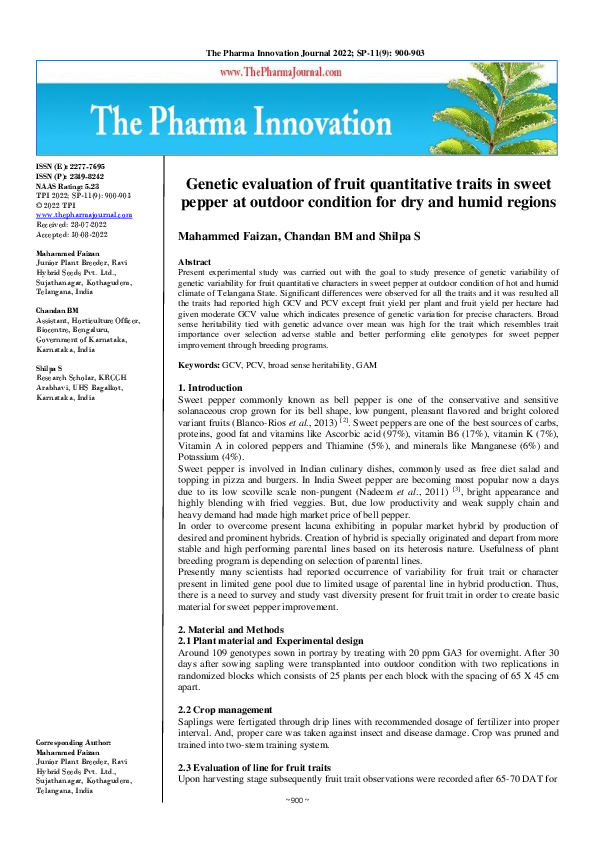 (PDF) Genetic evaluation of fruit quantitative traits in sweet pepper ...