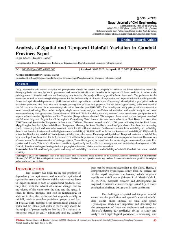 (PDF) Analysis of Spatial and Temporal Rainfall Variation in Gandaki ...