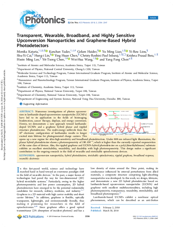 (PDF) Transparent, Wearable, Broadband, and Highly Sensitive Upconversion Nanoparticles and