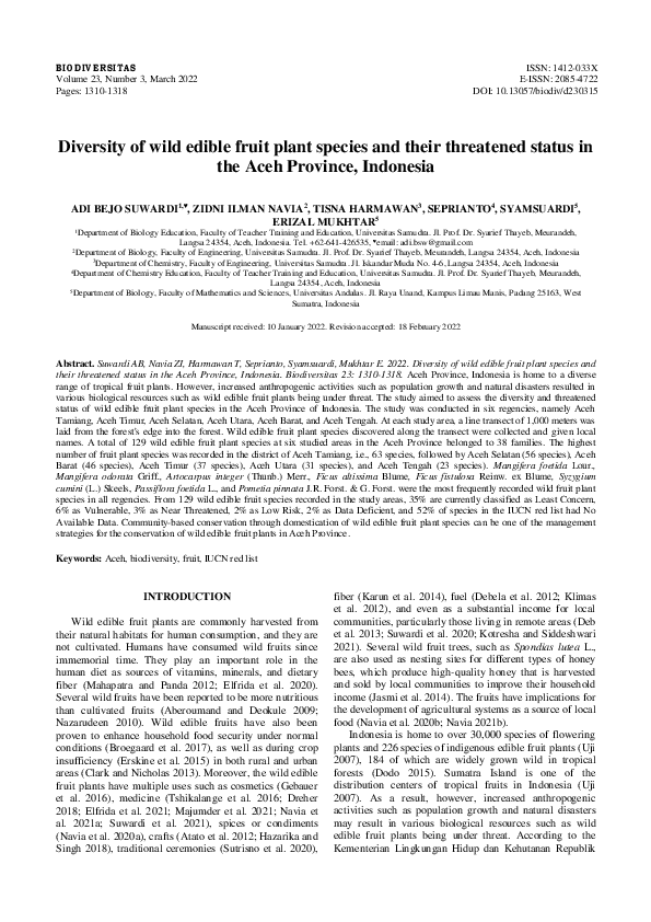 pdf-diversity-of-wild-edible-fruit-plant-species-and-their-threatened