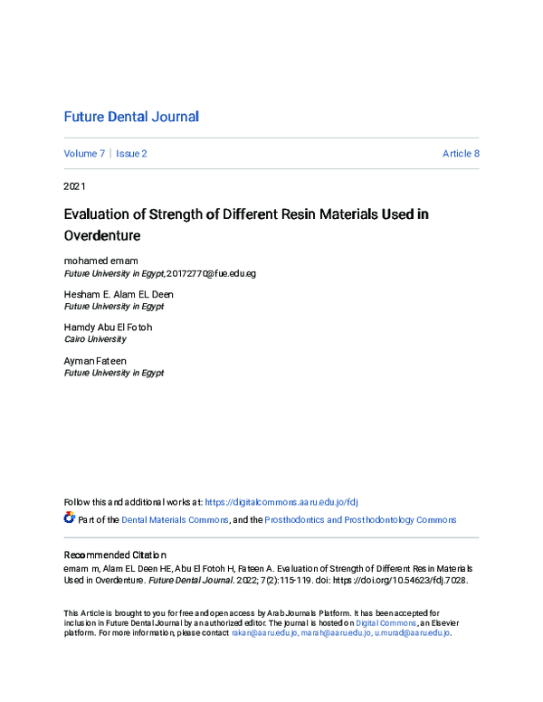 (PDF) Evaluation of Strength of Different Resin Materials Used in ...