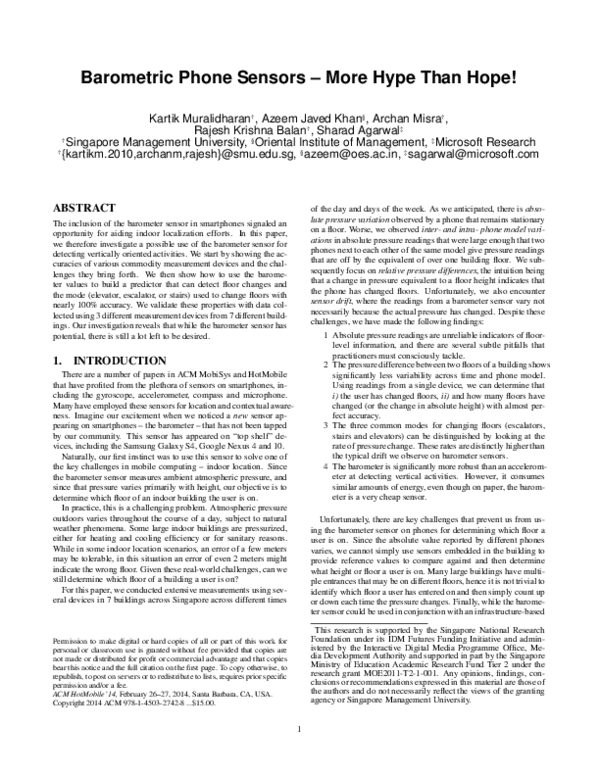 (PDF) Barometric phone sensors