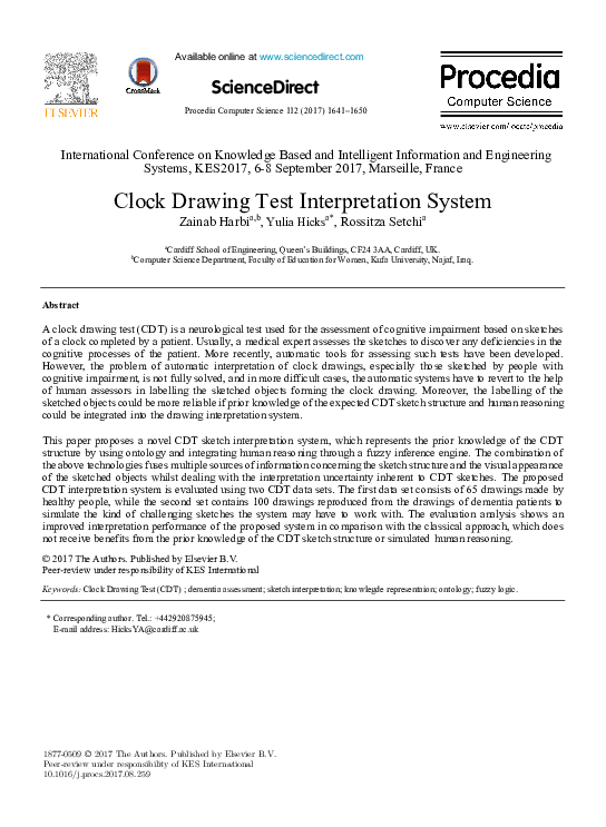 (PDF) Clock Drawing Test Interpretation System Zainab Harbi