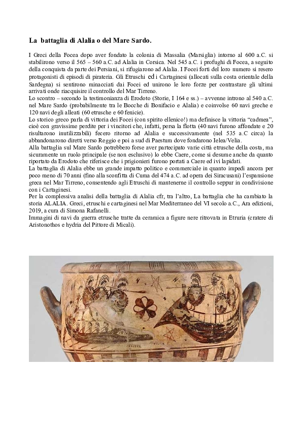 (DOC) La battaglia di Alalia o del Mare Sardo