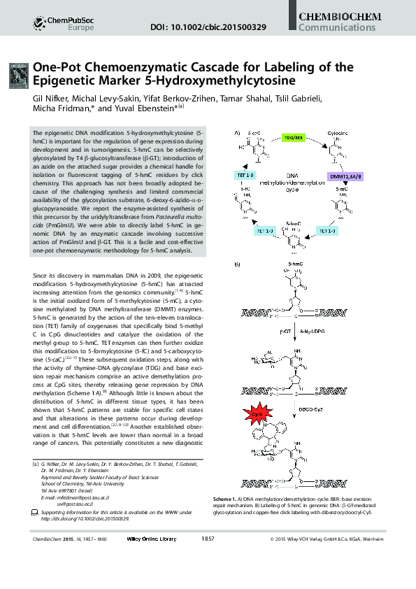 (PDF) One-Pot Chemoenzymatic Cascade for Labeling of the Epigenetic ...