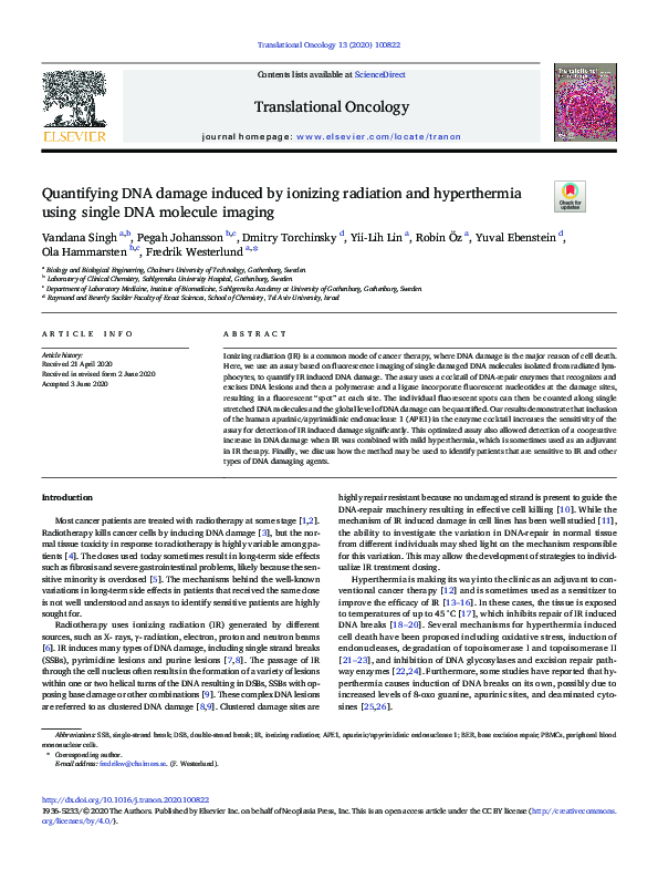 (PDF) Quantifying DNA damage induced by ionizing radiation and ...