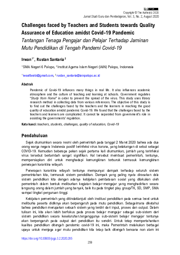(PDF) Challenges faced by Teachers and Students towards Quality ...