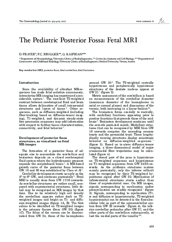 (PDF) The Pediatric Posterior Fossa: Fetal MRI