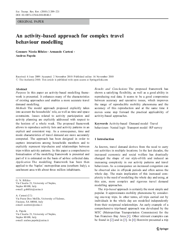 (PDF) An activity-based approach for complex travel behaviour modelling