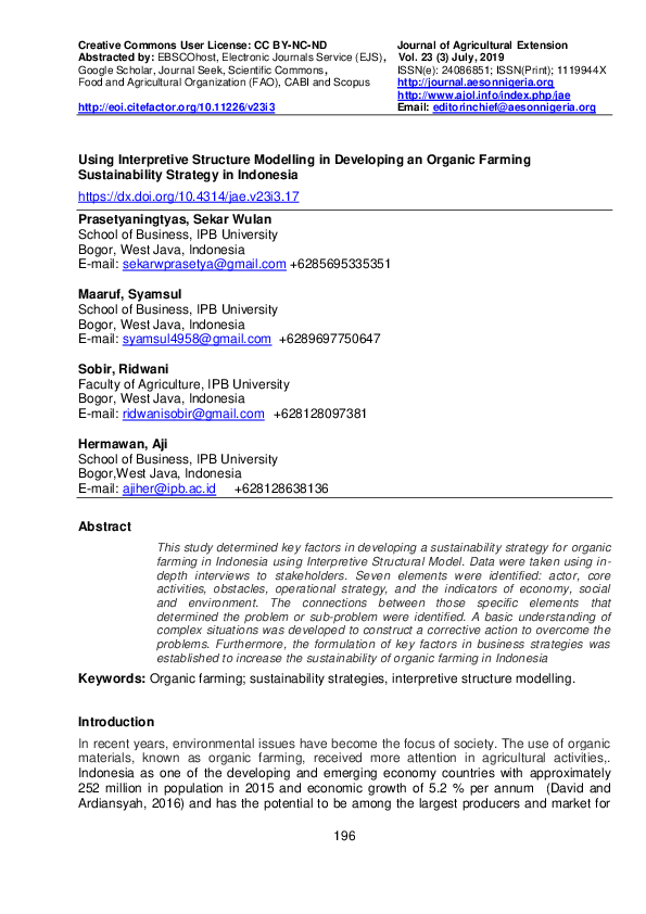 (PDF) Using Interpretive Structure Modelling in Developing an Organic ...