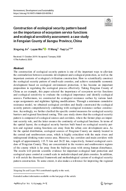 (PDF) Construction of ecological security pattern based on the ...