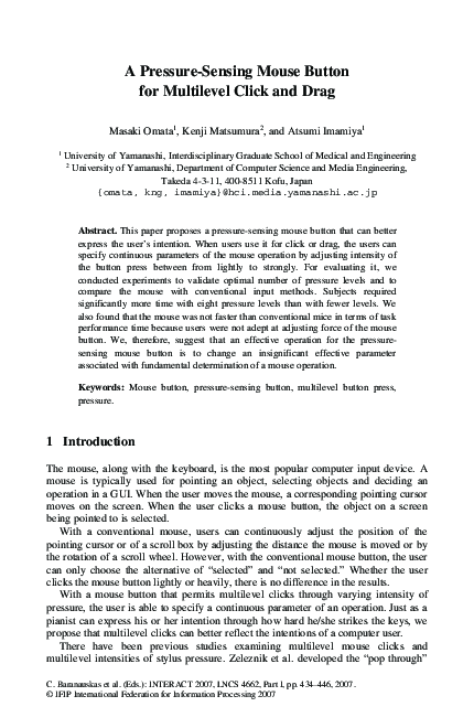 (PDF) A Pressure-Sensing Mouse Button for Multilevel Click and Drag