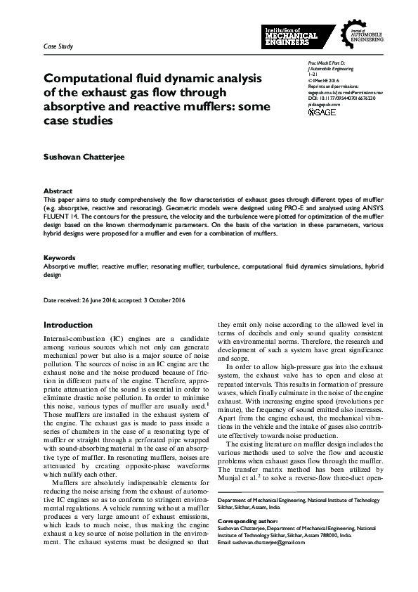 (PDF) Computational fluid dynamic analysis of the exhaust gas flow ...