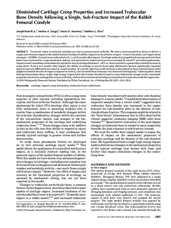(PDF) Diminished cartilage creep properties and increased trabecular ...