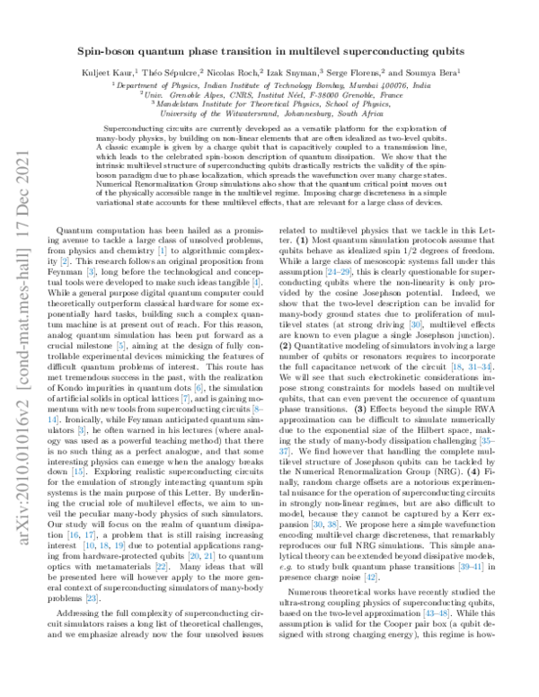 (PDF) Spin-Boson Quantum Phase Transition in Multilevel Superconducting ...