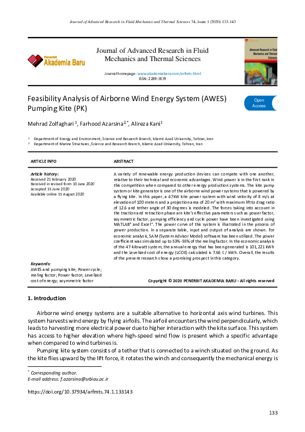 (PDF) Feasibility Analysis of Airborne Wind Energy System (AWES ...
