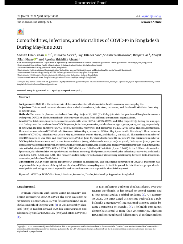 (PDF) Comorbidities, Infections, and Mortalities of COVID-19 in ...
