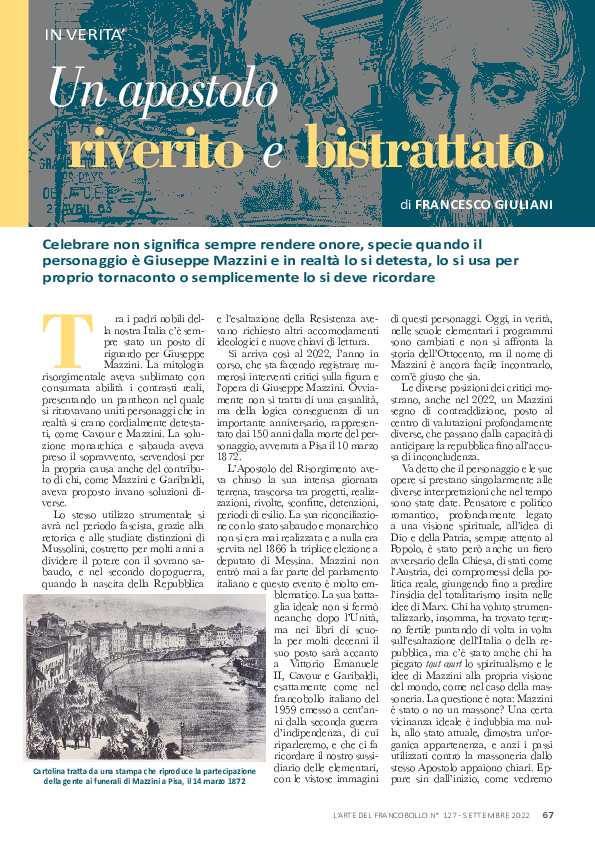 (PDF) Mazzini, un apostolo riverito e bistrattato