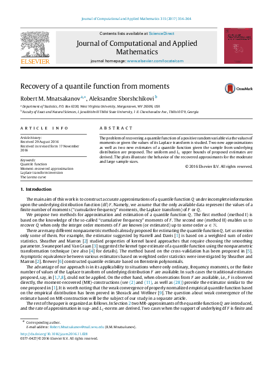  pdf recovery of a quantile function from moments