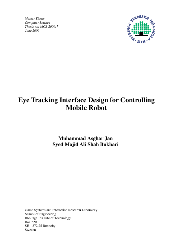 (PDF) Eye Tracking Interface Design for Controlling Mobile Robot