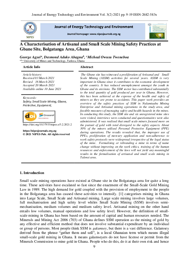 (PDF) A Characterisation of Artisanal and Small Scale Mining Safety ...