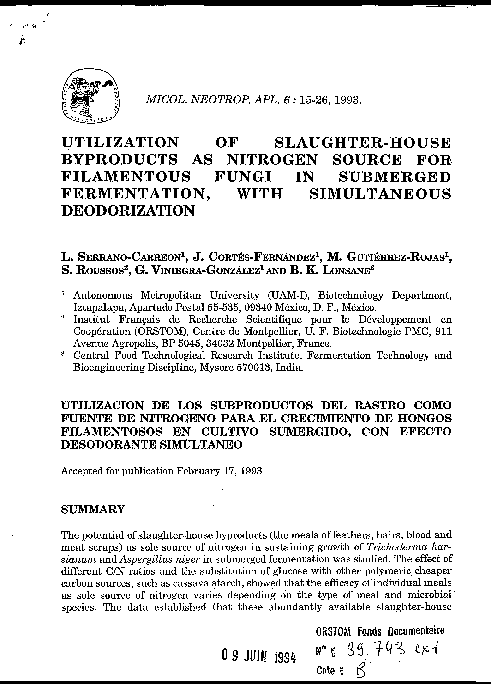 (PDF) Utilization of slaughter-house by products as nitrogen source for ...