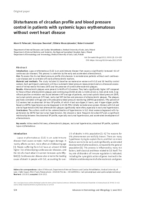 (PDF) Disturbances of circadian profile and blood pressure control in ...