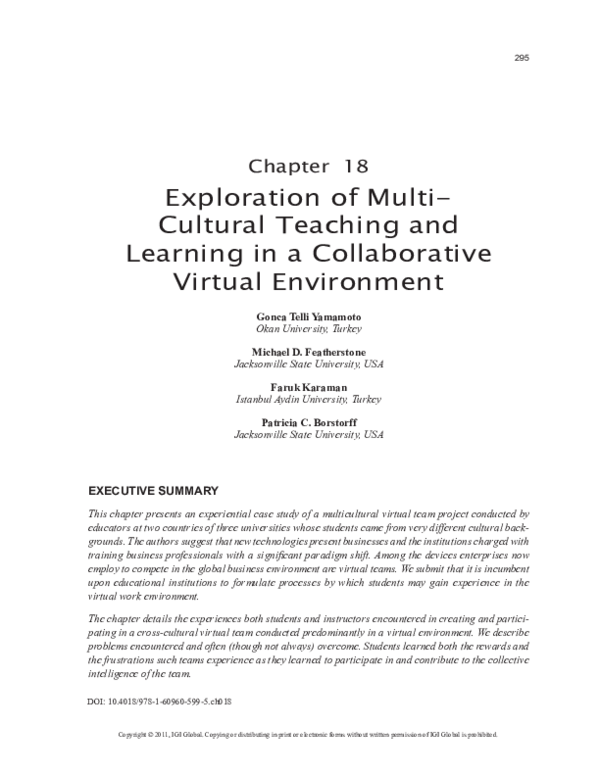 (PDF) Exploration of Multi-cultural Teaching and Learning in a ...