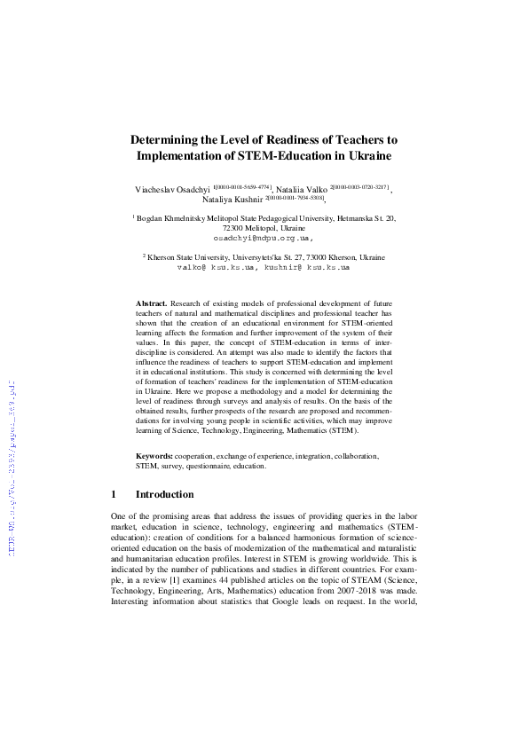 (PDF) Determining the Level of Readiness of Teachers to Implementation ...