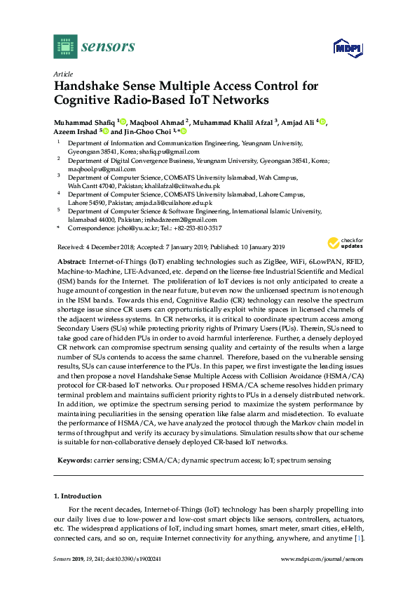 (PDF) Handshake Sense Multiple Access Control for Cognitive Radio-Based ...