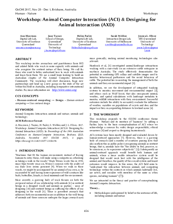 (PDF) Animal computer interaction (ACI) & designing for animal ...