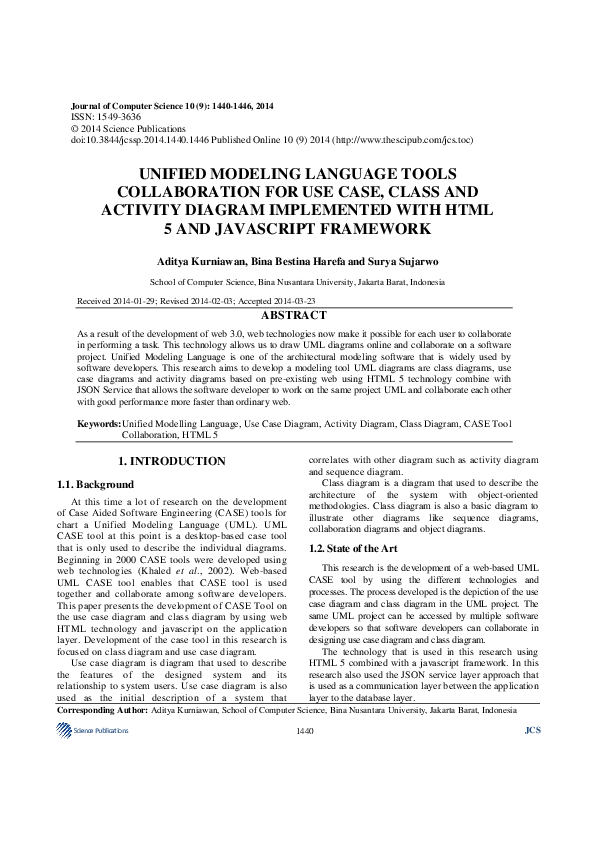 (PDF) Unified Modeling Language Tools Collaboration for Use Case, Class ...