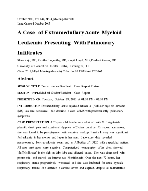(PDF) A Case of Extramedullary Acute Myeloid Leukemia Presenting With ...