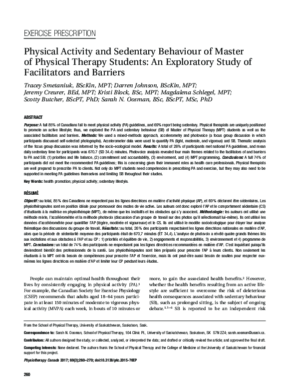 (PDF) Physical Activity and Sedentary Behaviour of Master of Physical ...