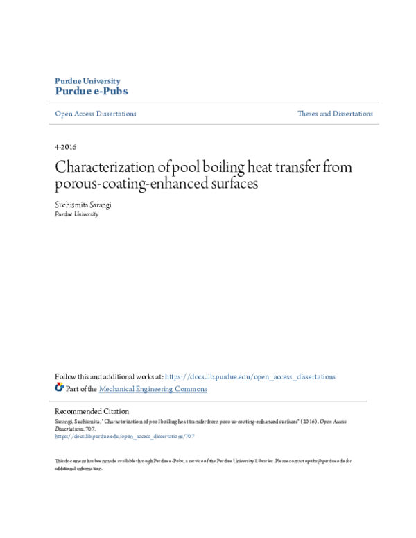 (PDF) Characterization of pool boiling heat transfer from porous ...