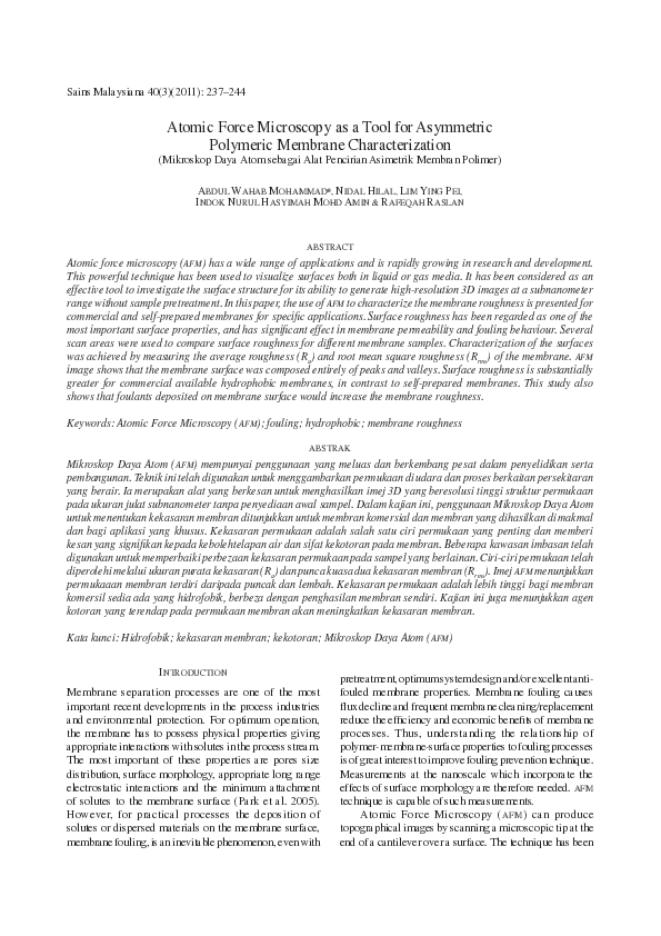 (PDF) Atomic Force Microscopy as a Tool for Asymmetric Polymeric ...