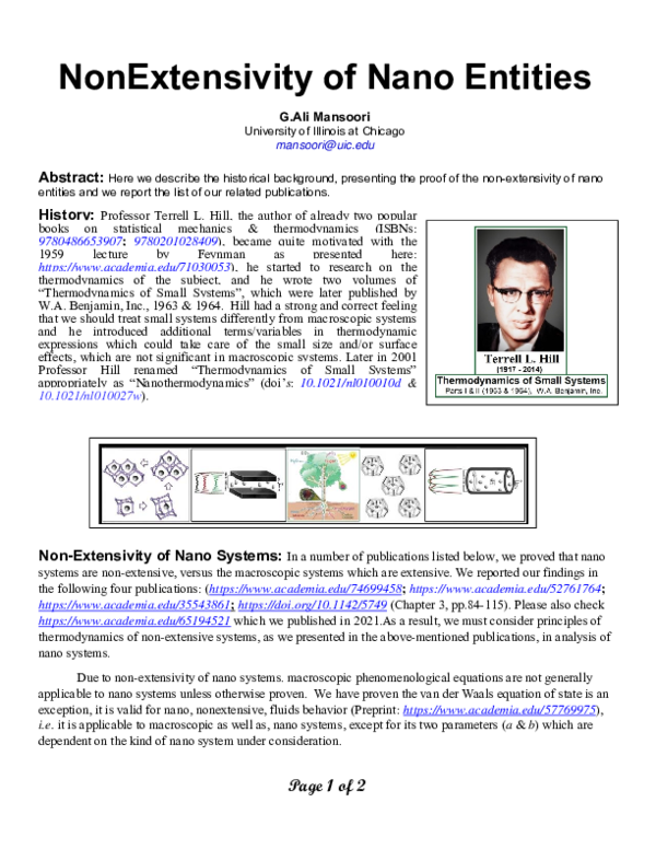 (PDF) NonExtensivity of Nano Entities