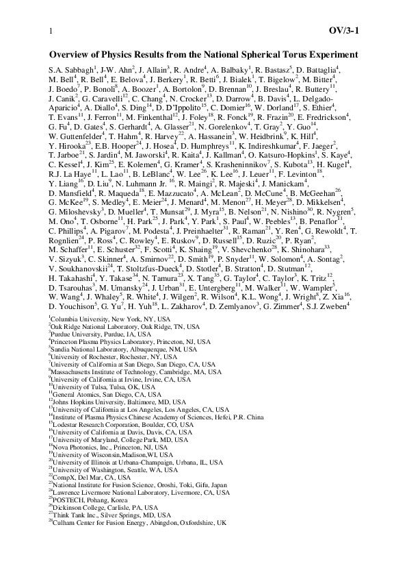 (PDF) 1 OV / 3-1 Overview of Physics Results from the National ...