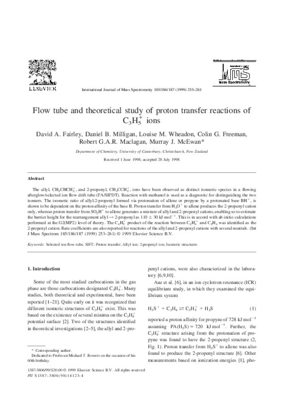 (PDF) Flow tube and theoretical study of proton transfer reactions of ...