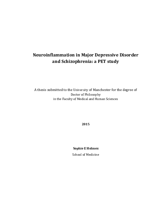(PDF) Neuroinflammation in Major Depressive Disorder and schizophrenia : a PET study